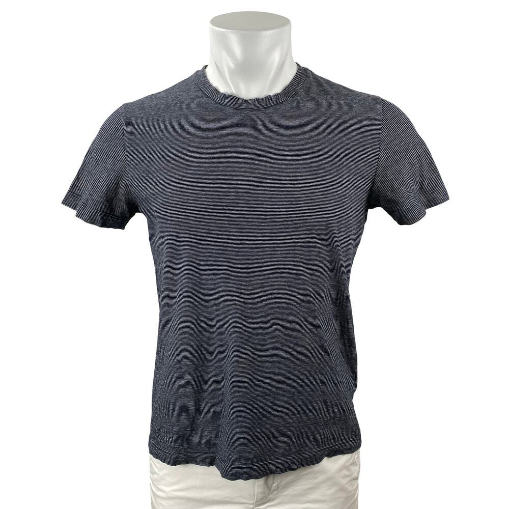Theory Men's Black Striped Short Sleeve Crew Neck Basic T Shirt Tee Top Size M